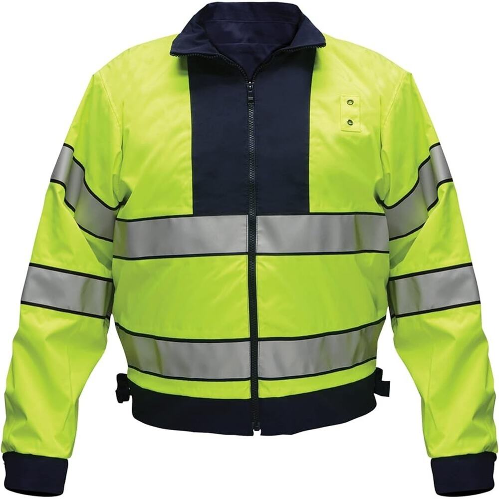 Flying Cross Layertech Hi Vis Jacket Reversible Safety Reflective, Navy Blue XXL